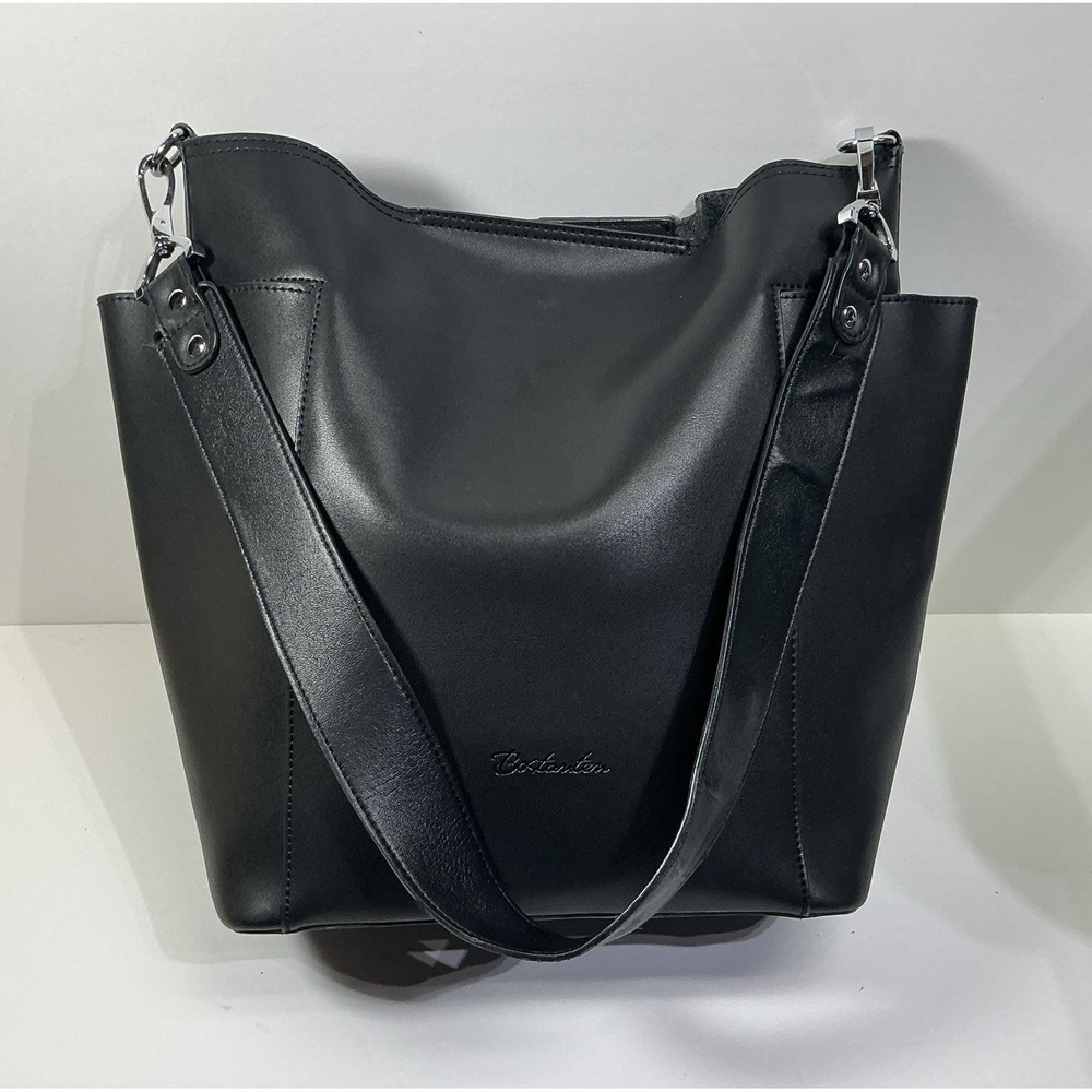 Bostanten Black Leather Shoulder Bag Tote Handbag Designer City Travel